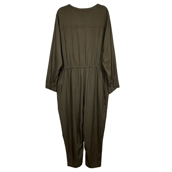 Old Navy Long Sleeve Utility Jumpsuit Waist Defining Frosted Olive  XL - Picture 3 of 11